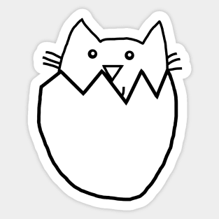 Minimal Kitty Cat Hatching from Easter Egg Sticker